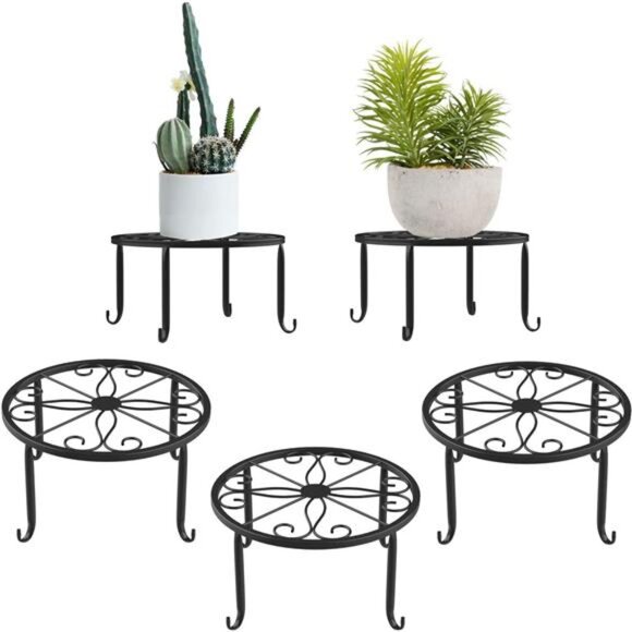 Metal Potted Plant Stands, 3 Pack 9" Heavy Duty Rustproof Iron Round Flower Pot - Picture 1 of 14